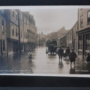 postcards Norfolk- Floods at Oak Street Norwich  Aug 1912