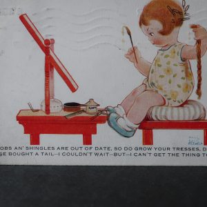 Comic Postcard - "Bobs and Shingles are out of date etc" - Lucy Attwell 1927