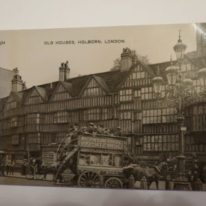 Postcards - LONDON = Old Houses Holborn and Horse drawn Bus c.1915