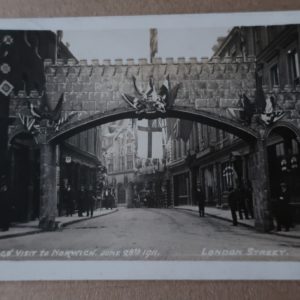 Postcards - Norfolk -The Kings visit to Norwich June 1911 showing "London Street