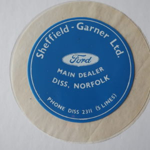 Collectables = Car Licence Holder issued by Sheffield Garner, Diss  in 70;s