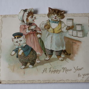 Collectables - Nister Nerw Year  card - shaped -date 1898