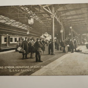 Wales Postcard - Holyhead Station, Departure of Boat Express(L&N.W.Railway 1907