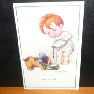 Comic card by Donald McGill "Say when"   c.1922